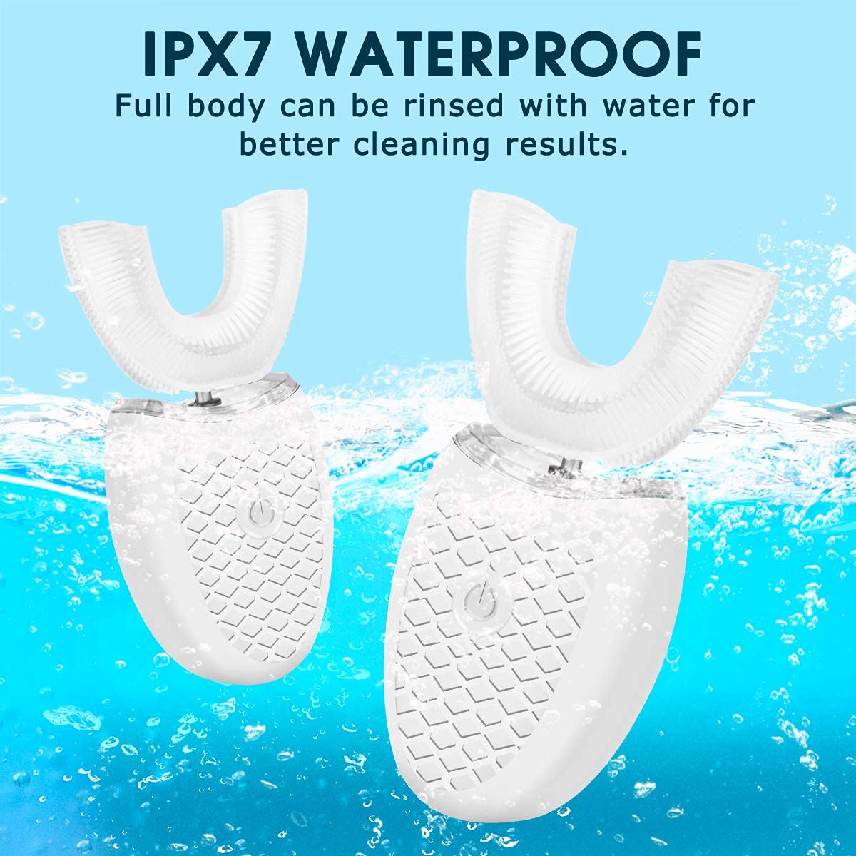 Ultrasonic Electric Toothbrush, U Shaped Automatic Toothbrush for Adults 360° Whole Mouth Toothbrush Whitening IPX7 Waterproof