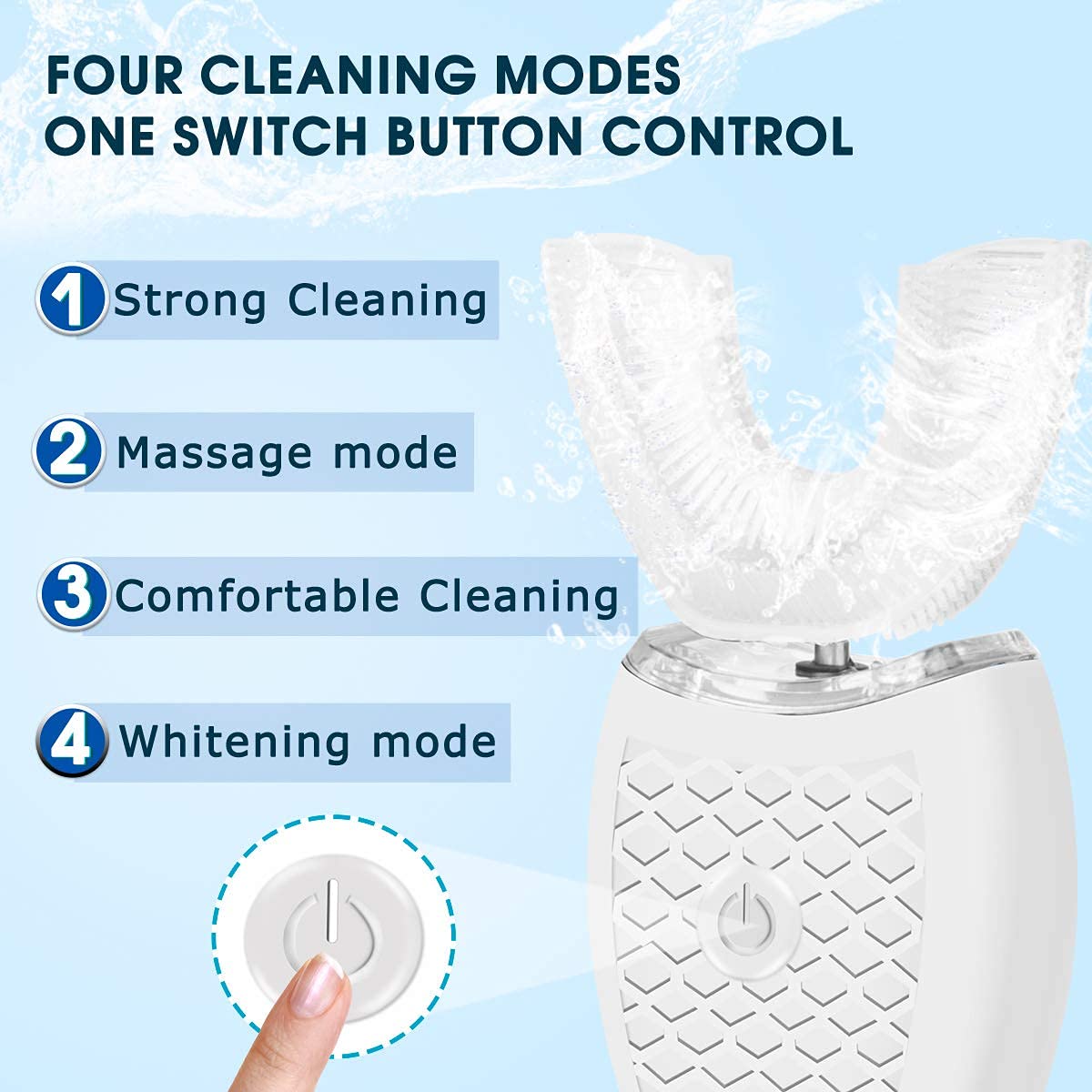 Ultrasonic Electric Toothbrush, U Shaped Automatic Toothbrush for Adults 360° Whole Mouth Toothbrush Whitening IPX7 Waterproof