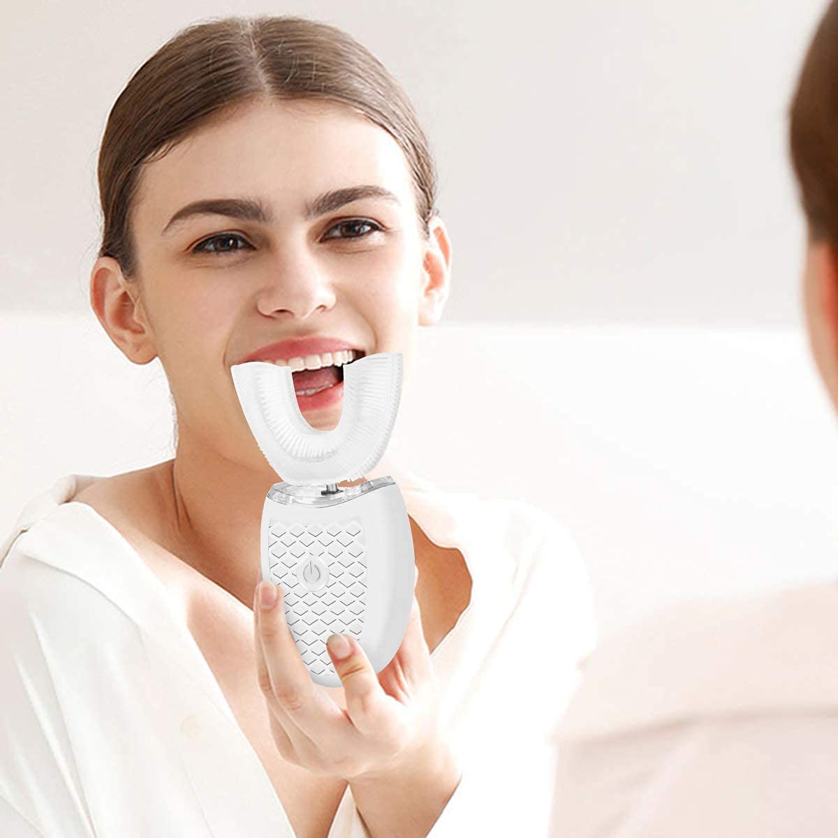 Ultrasonic Electric Toothbrush, U Shaped Automatic Toothbrush for Adults 360° Whole Mouth Toothbrush Whitening IPX7 Waterproof