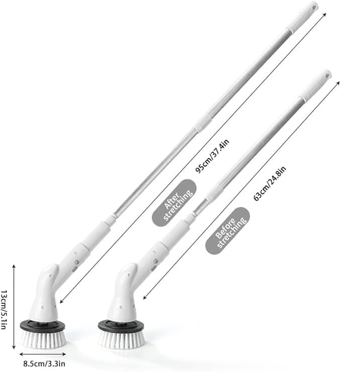 Electric Spin Scrubber – Cordless Power Scrubber with 6 Replaceable Brush Heads & Extendable Handle