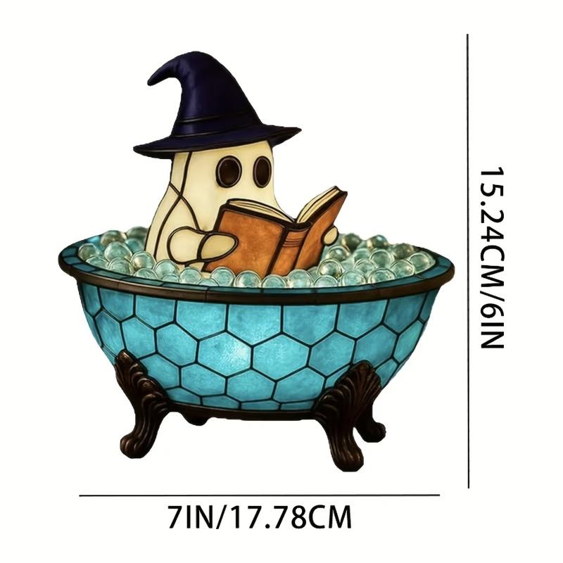 Halloween Ghost Bubble Bath Decor Light, USB Powered Reading Book Lamp with Glowing Base, Perfect Halloween Gift, Soft Light Bedside Lamp