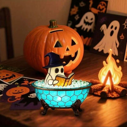 Halloween Ghost Bubble Bath Decor Light, USB Powered Reading Book Lamp with Glowing Base, Perfect Halloween Gift, Soft Light Bedside Lamp