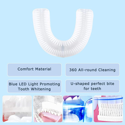Ultrasonic Electric Toothbrush, U Shaped Automatic Toothbrush for Adults 360° Whole Mouth Toothbrush Whitening IPX7 Waterproof
