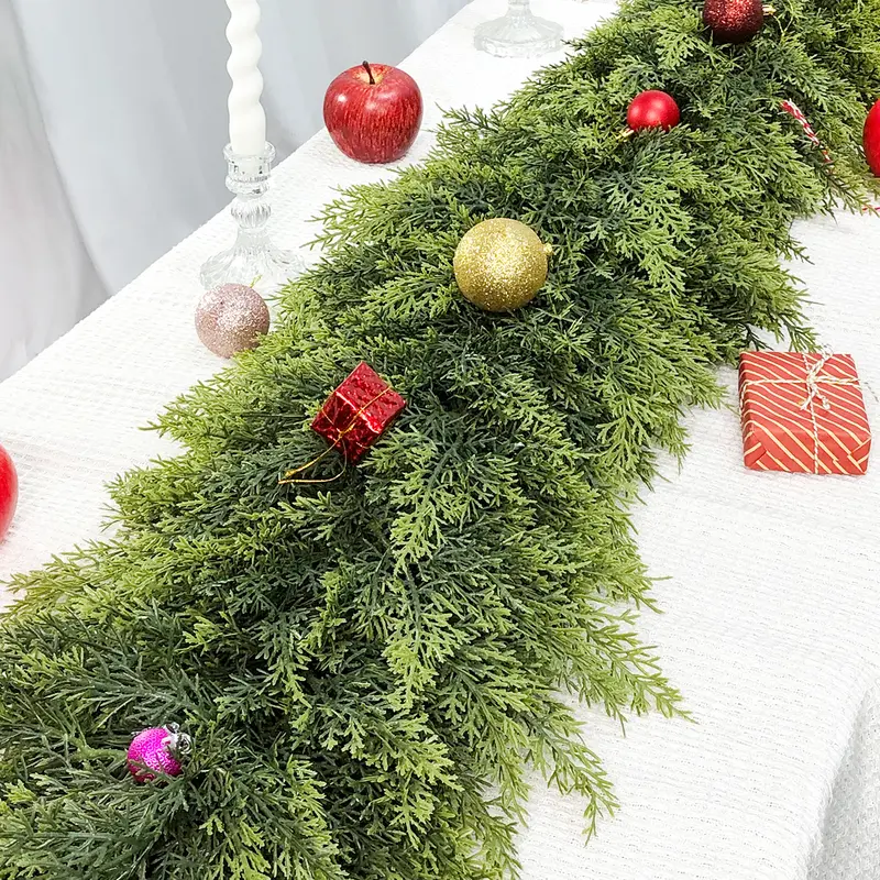🎄🎅 Artificial Cedar Garland🌿Green Pine Garland for Table. Mantel. Wall – Perfect for Indoor & Outdoor Christmas Decorations